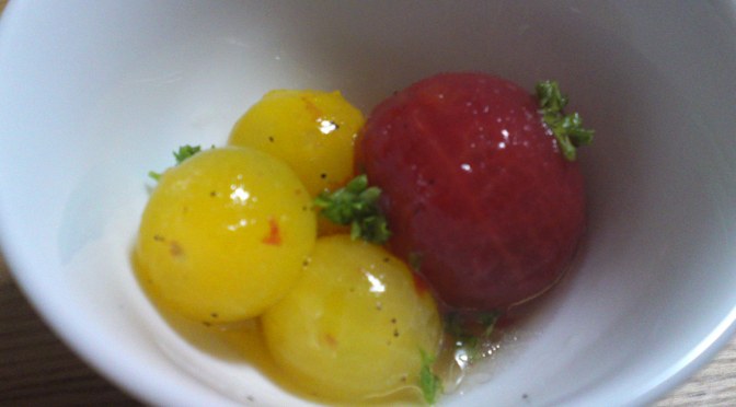 Japanese Appetizer (O-Toushi/お通し): Marinated Tomatoes (Tomato no O-Hitashi/トマトのおひたし)