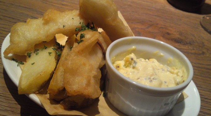 Fish and Chips at BLUE BOOKS cafe in Shizuoka City!