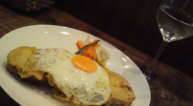 Croque-Madame & Sugii Brewery Yamahai Junmai at La Sommeliere Wine & Sake Bar in Shizuoka City!